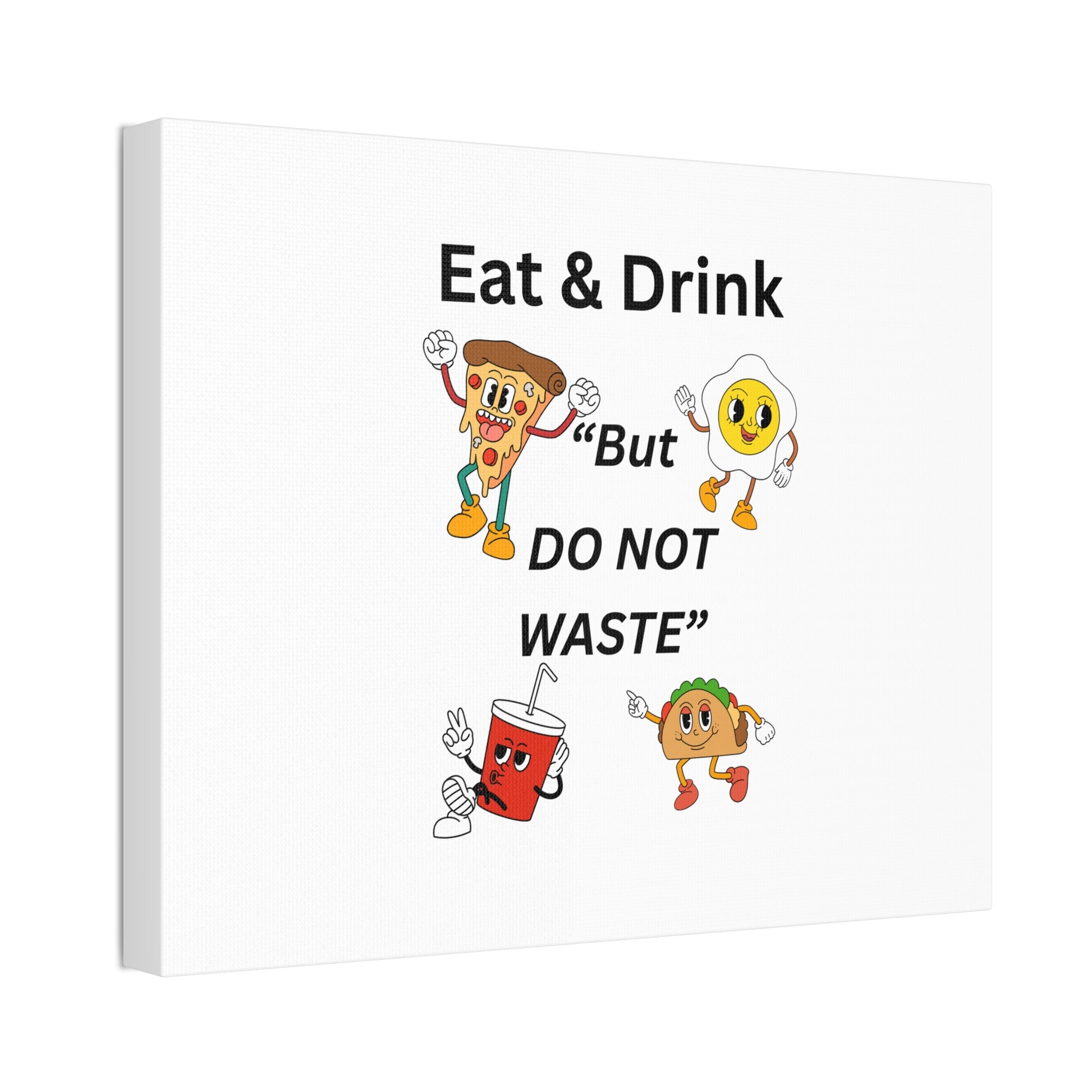 Colorful Food Awareness Wall Art, Eat & Drink But DO NOT WASTE, Kitchen Décor, Dining Room Decor, Eco-Friendly Wall Art, Foodie Gift