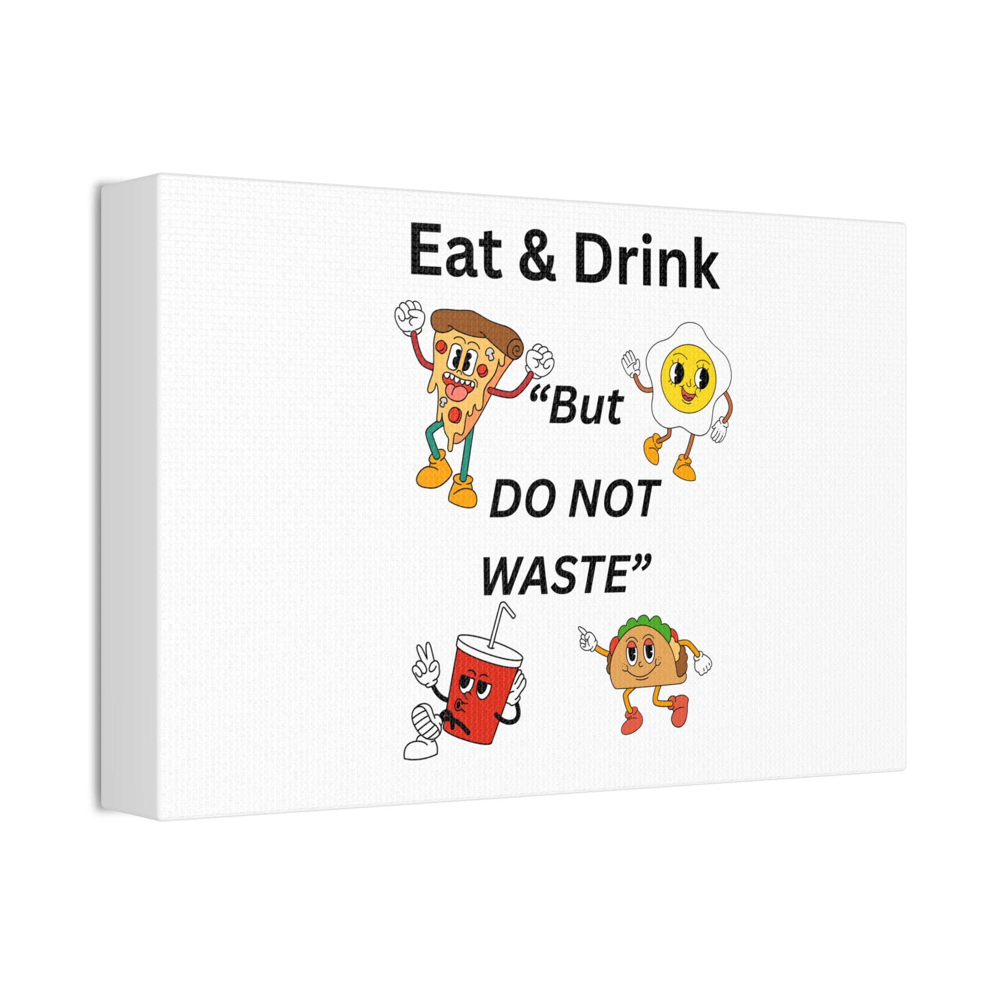 Colorful Food Awareness Wall Art, Eat & Drink But DO NOT WASTE, Kitchen Décor, Dining Room Decor, Eco-Friendly Wall Art, Foodie Gift